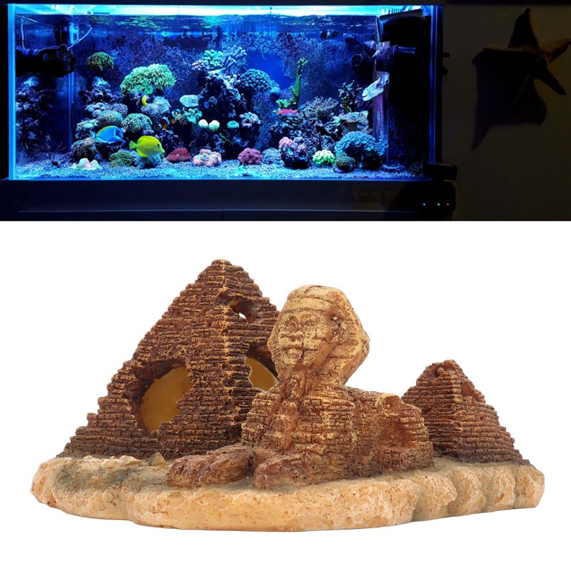 Aquarium Pyramid Decor Realistic Safe Resin Fish Tank Pyramid Hiding