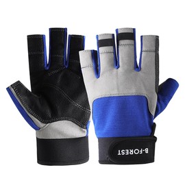 B-Forest 3/4 Finger Paddling Gloves for Kayaks, Canoes and SUP Paddle Boards, Provide Cushioning and Protection, Easy to Take on by Release Strip, Sailing Gloves for Men, Women, Youth (Blue, XXL)
