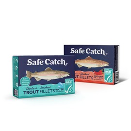 Safe Catch Smoked Rainbow Trout Fillets in Water and in Sunflower Oil with Chili, Skinless and Boneless Canned Fish, Mercury Tested, Variety Pack of 12