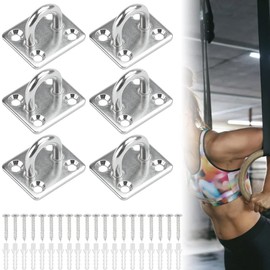 AFASOES 6 Pieces Eye Plate Stainless Steel Deck Plate Eye Plates with 24 Screws Heavy Duty Mast Plate Stainless Steel Wall Mounting Eyelet Plate Ceiling Hook Eyelet Plate Hook for Boat Hanging Chair