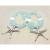 Starfish Curtain Tie Backs with Ocean Blue Sea Glass Beads,