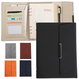 fogman Personal Organizer, A5, 6 Holes, Ring, PU Leather, Trifold, Thin, Includes Refill (Black)