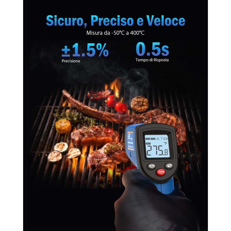 BENETECH Infrared Thermometer -58 to 986℉ Non-Contact Digital Laser Surface