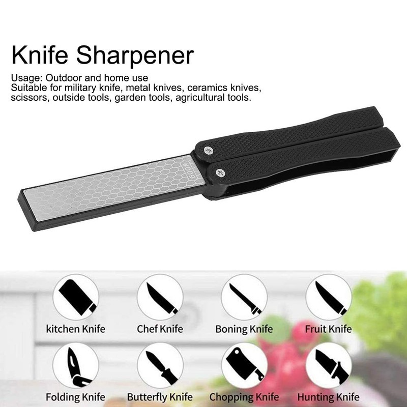 Double Sided Sharpener, Folding Pocket Knife Sharpening Stone Portable Garden