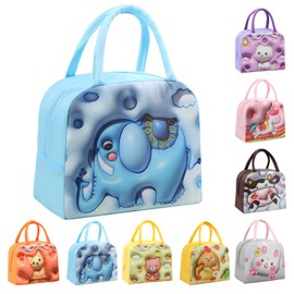 LHLZNB Three-Dimensional Cartoon Lunch Bags， Insulated Pack Lunch Bag for Kids Girls Boys, Portable Lunch Box Bag, Thermal Leak-Proof Cooler Bag for Work School Travel Picnic (Blue Coggiri)