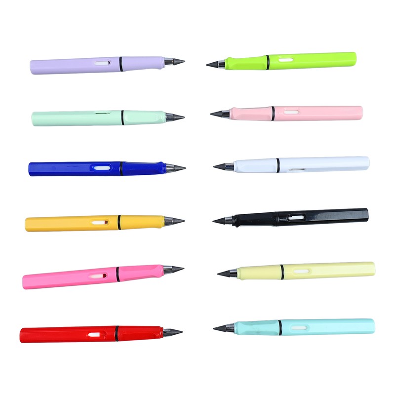 12pcs Inkless Pencil Fluency Writing Wide Pen Clip Reusable Everlasting