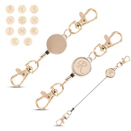 Tonriga Reel Strap, Women's, Men's, Popular, Pass Case, Keys, Commuter Passes, Stretchable Reel, Stylish, Lightweight, Heavy Duty, Reel Key Holder, Durable, Cute, Leather, Anti-lost Strap (Apricot