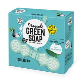Marcel's Green Soap Toilet Block Mint & Eucalyptus - Fragrant Toilet Freshener - with probiotics against unpleasant odours - 95% biodegradable - 100% recycled plastic