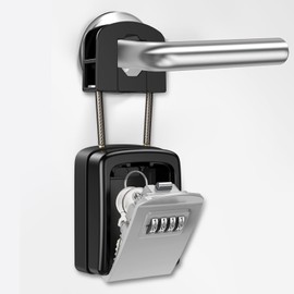 ORIA Key Lock Box, Resettable Key Storage Lock Box with Removable Buckle, Key Safe Lock Box Waterproof with 4 Digit Combination, 5 Keys Capacity for Home, Indoor, Outdoor, Lever Handles