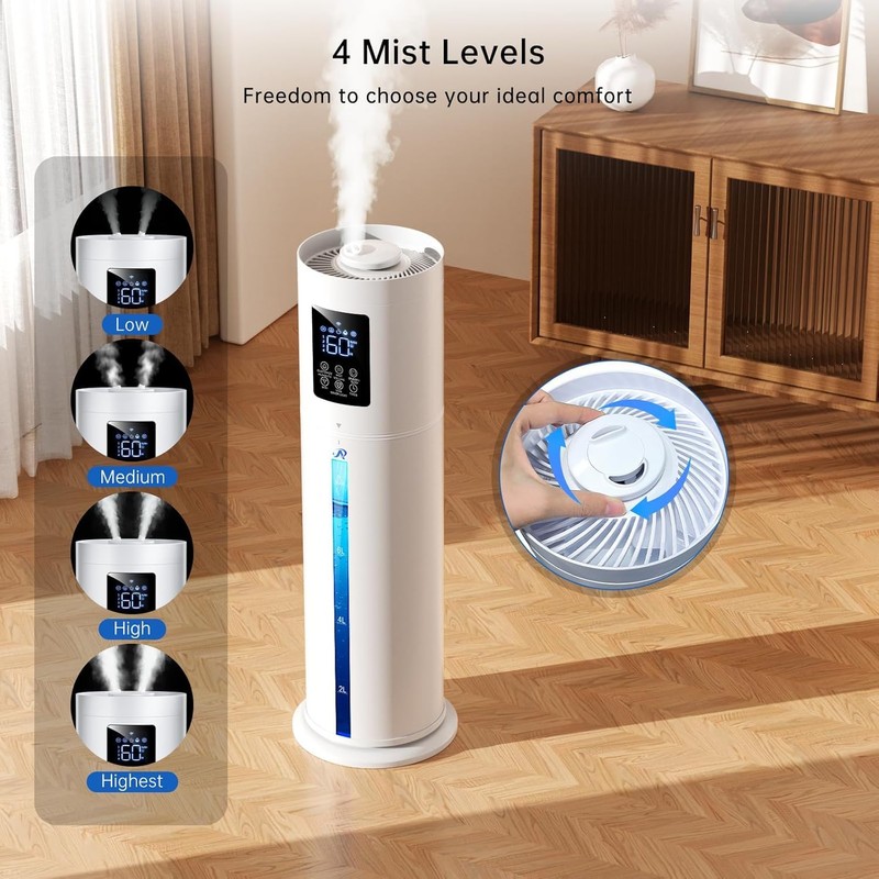 2.1Gal/8L Smart Humidifier Large Room, Top Fill Humidifiers for Bedroom