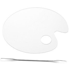 Operitacx 5 Sets Acrylic Makeup Mixing Palette Foundation Mixing Plate Stainless Steel Spatula