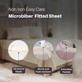 Fitted Sheet 30 cm 12 Inch Deep Pocket - Non Iron Easy Care Soft Brushed Microfibre Fabric Shrinkage and Fade Resistant, King - Silver