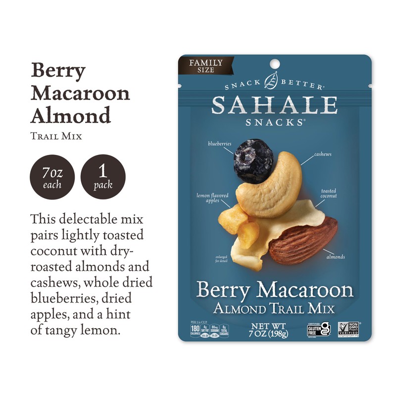 Sahale Snacks Berry Macaroon Almond Trail Mix, 7 oz Pouches