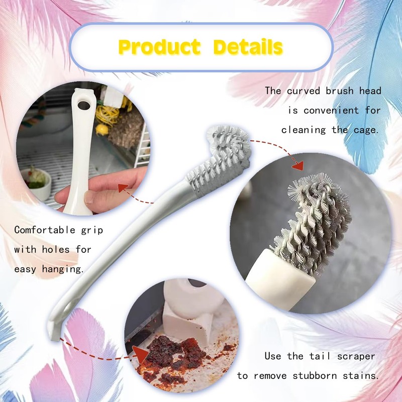 Tovyzalg 2-in-1 Bird Cage Cleaning Brush & Poop Remover with