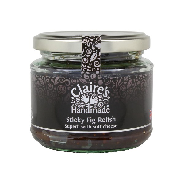 Claire's Handmade - Sticky Fig Relish (200g) - Traditionally Made Sweet and Tangy Relish, Perfectly Pairs with Soft Cheese, Suitable for Vegetarian, Vegan & Gluten Free Diets, GMO Free
