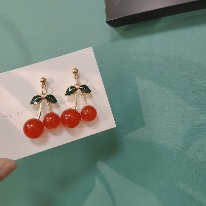 3D Cherry Dangle Earrings vivid Fruit Sweet Jewelry for Women-Stud