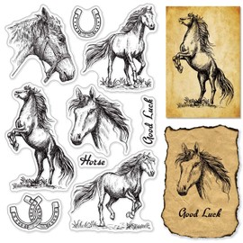 craspire Horses Clear Stamps Horses U-Shaped Hooves Transparent Silic1 Stamp Rubber Stamp for Scrapbooking Birthday Photo Album Thanksgiving Card Making 4.3 x 6.3 x 0.1 Inches