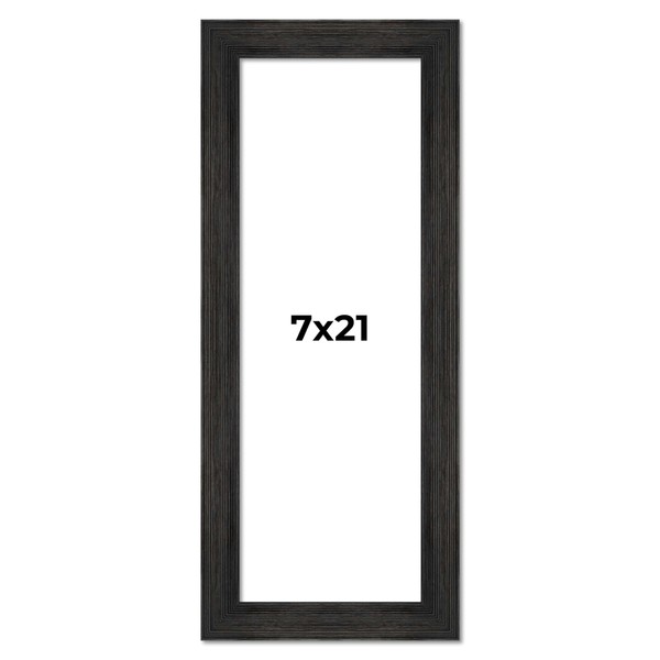CountryArtHouse 7x21 Frame Black Barnwood Picture Frame Includes UV Acrylic