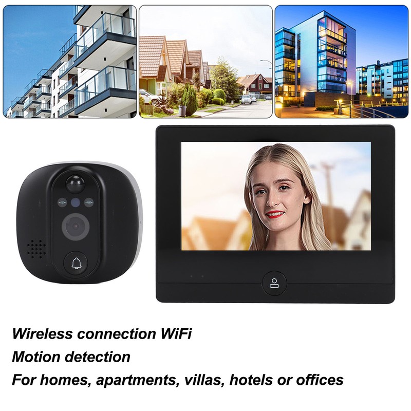 4.3inch Peephole Camera 1080P WIFI Front Door 150 Degree Wide