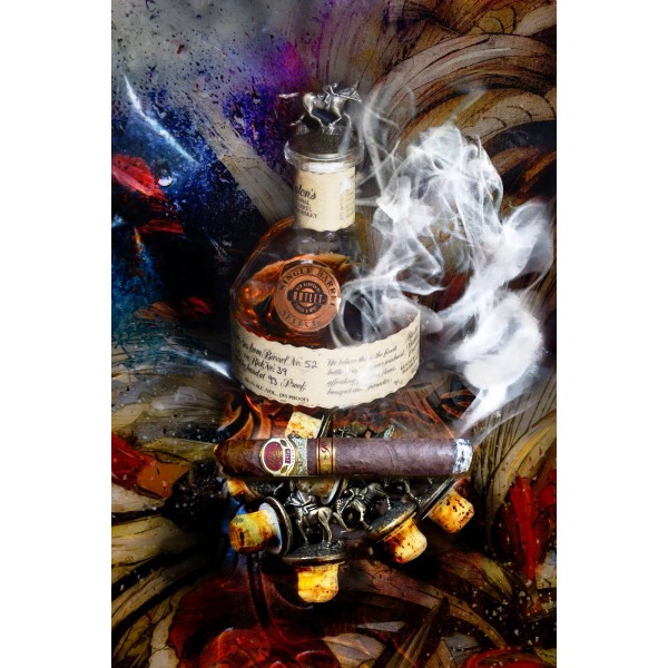 24 x 18- Blanton Horses and Padron 90th Cigar Abstract