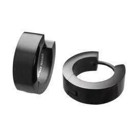 Kikuchi Ohrringe Titan Stäbchen Edelstahl Klapp Creolen Kantig Damen Herren Matt Schwarz Ø 12-18 mm 8 Größen (Ø 15 mm / 5 mm)