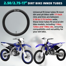 AR-PRO 2.50/2.75-17 Dirt Bike Inner Tubes, 70/100-17 Heavy Duty Motorcycle Tube with TR4 Straight Valve for 110cc 125cc 140cc etc Dirt Pit Bike Tires, Moped, and Scooters and More (1-Pack)