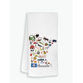 Minnesota State Map Kitchen Towel, U.S. State Souvenir Tea Towel, Multi-Purpose Towel, Soft & Absorbent Kitchen Towel, Towel for Minnesota Lovers, Travel Minnesota Souvenir