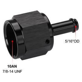 Podavelle 10AN Female to 5/16 Barb Hose Fitting Adapter Straight Swivel Aluminum Black 2PCS