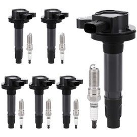 PZ Ignition Coil Pack and Iridium Spark Plugs Compatible with Ford Edge Explorer Mustang 2008-2014,Lincoln MKS MKT MKX MKZ 2007-2025 3.5L 3.7L V6 Set of 6 Replaces#UF595 5019