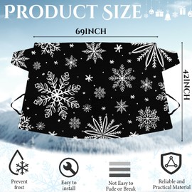 BBTO 2 Pcs Windshield Cover for Ice and Snow 210T Silver Coated Waterproof Frost Cover 69 x 42 Inches All Seasons Windshield Protector with Elastic Straps Snowflake Winter Car Accessories for Cars
