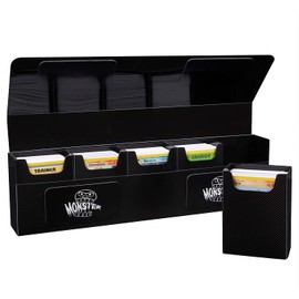 The Hydra 5 Compartment Riveted Deck Box w Magnetic Closure- Card Case Holds Five Decks- Fits All Standard and Smaller Size MTG and TCGs - Black