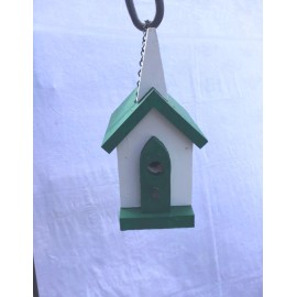 Furniture Barn USA Small Church Bird House w/ Chain Hanger & Clean Out- Amish Made in USA