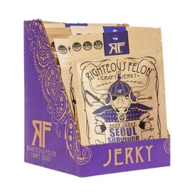 Righteous Felon Beef Jerky - Seoul Survivor Jerky - Gluten-Free Snacks - All-Natural, Locally Sourced & Dried Beef - Low-Sugar, High-Protein Healthy Snacks - 2 Ounces Each, Pack of 8