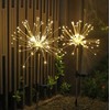2 Pack Solar Garden Lights, 120 LED Solar Firework Lights Outdoor, Decorative Stake String Lights for Walkway Backyard Pathway Patio Christmas Wedding Party (2, Warm White)