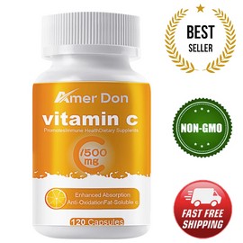 Organic 120 Pills Vitamin C Capsules High Absorption Strong Antioxidant 500mg