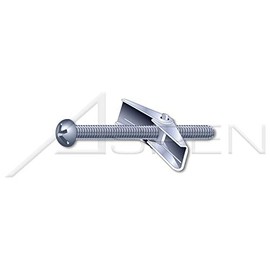 (300 pcs) 1/4" X 4", Toggle Bolts and Wings, Round Head, Combination Slot/Phillips Drive, Steel