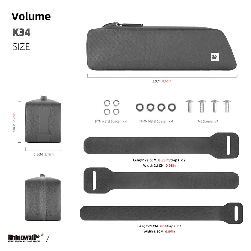 Rhinowalk Bike Frame Bag TPU Waterproof Aero Saddle Bag with