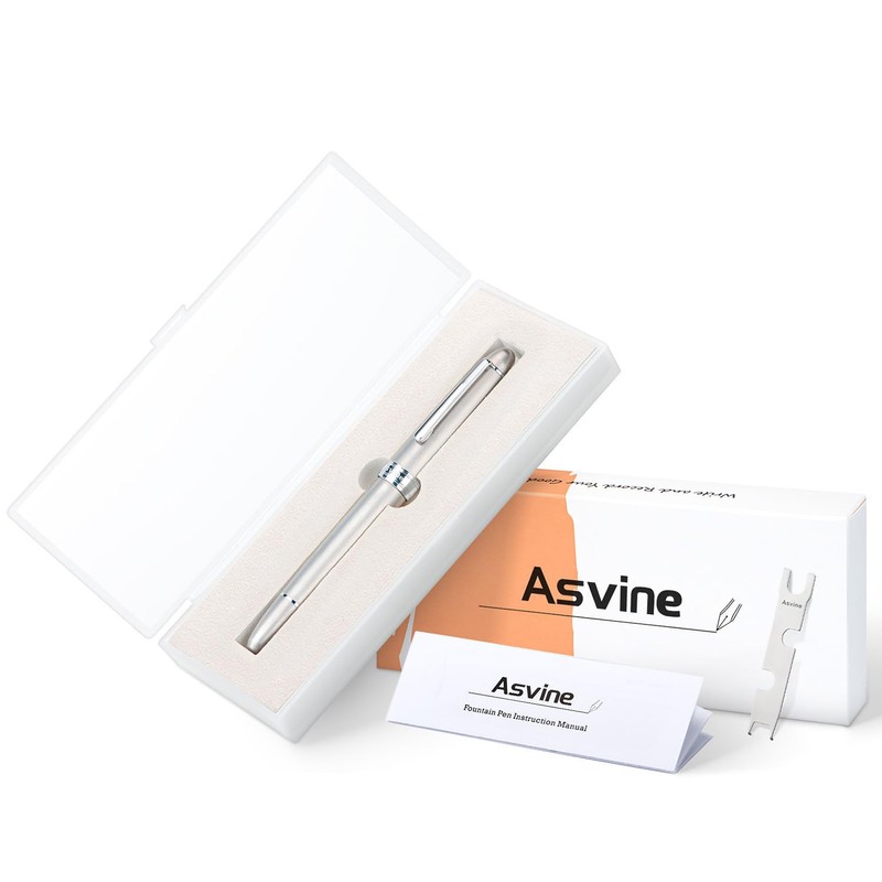 Asvine J16 Brushed Titanium Fountain Pen Jowo Medium Nib Piston