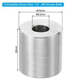 PATIKIL M6 Stainless Steel Spacers, 2 Pcs Metal Spacer Stainless Steel 6.2mm ID x 16mm OD x 20mm L Spacer Screw Standoff Round for 1/4" or M6 Screw Bolts