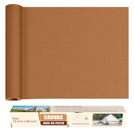 KING MOUNTAIN Canvas Iron on Patch,12"×60",Waterproof 100% Cotton Fabric Repair Patch,Used for Various Sofa,Tent,Clothes,Seats,Suitcases (Brown,Waterproof)