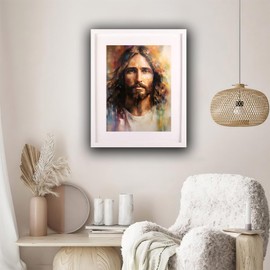 TUTUMAY21 5D Diamond Art Painting Kits for Adults Watercolor Jesus Portrait Round Full Drill Gems Cross Stitch Art Kit Canvas Painting by Diamond Mosaic Craft for Home Decoration 30x40cm