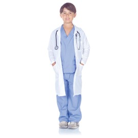 Underwraps Children's Doctor Scrubs with Lab Coat Costume Set, Blue/White, Large (10-12)