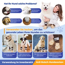 GYURO Double-Sided Non-Slip Dog Socks for Indoor Use to Prevent Paws Licking, Paw Protection, Pet Paws, Protection, Traction, Control Socks on Hardwood Floor (Khaki, L)