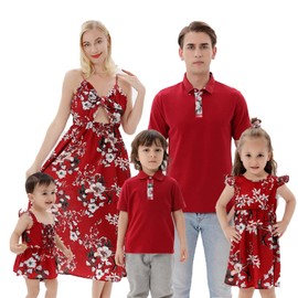 Winmany Summer Family Matching Set Cotton Floral Print Mother Daughter Ruffles Dress Skirt Baby Bodysuit Dad Son T-Shirt Outfits (XX-Large, Men)