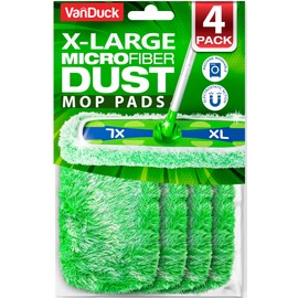 VanDuck X-Large Dust Mop Refill for Swiffer XL (4 Pack) - Microfiber Pet Heavy Duty Dry Sweeping Refills - Reusable Mop Pad