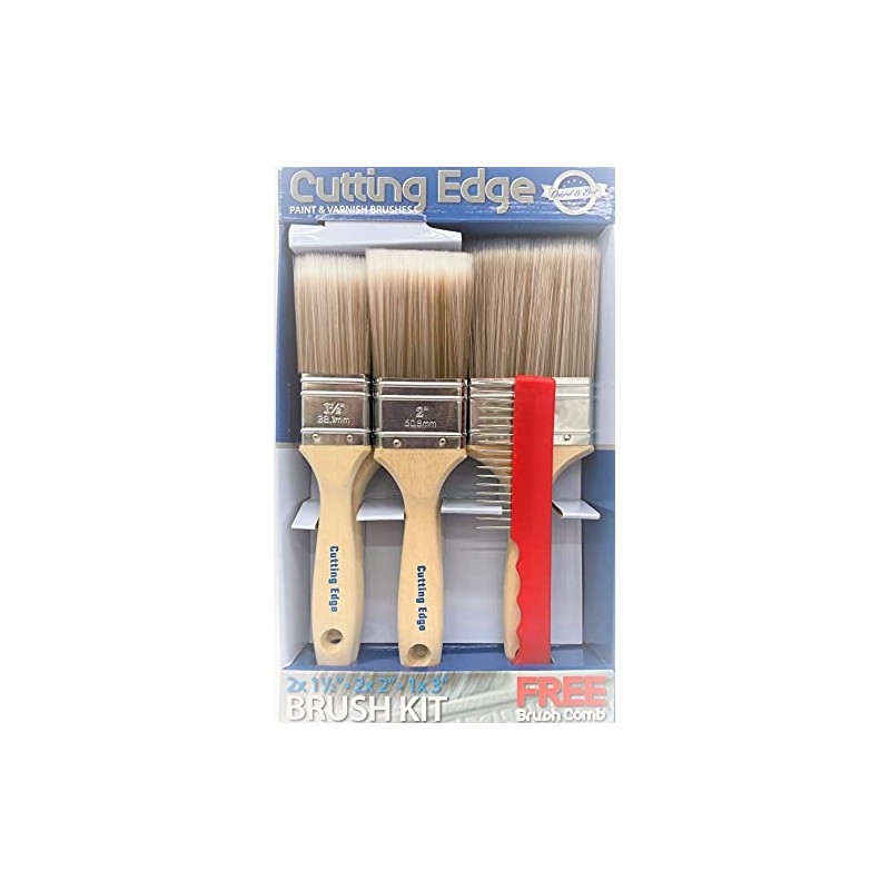 Cutting Edge Premium Synthetic Paint Brush Sets - 5-Brush or