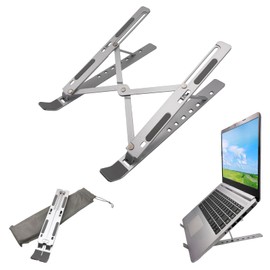 Dohe - Laptopständer - Verstellbar in 7 Stufen, Rutschfest, Hergestellt aus robustem Aluminium, Kompatibel mit 13–17", Neigungswinkel 15–45°, Farbe Silber