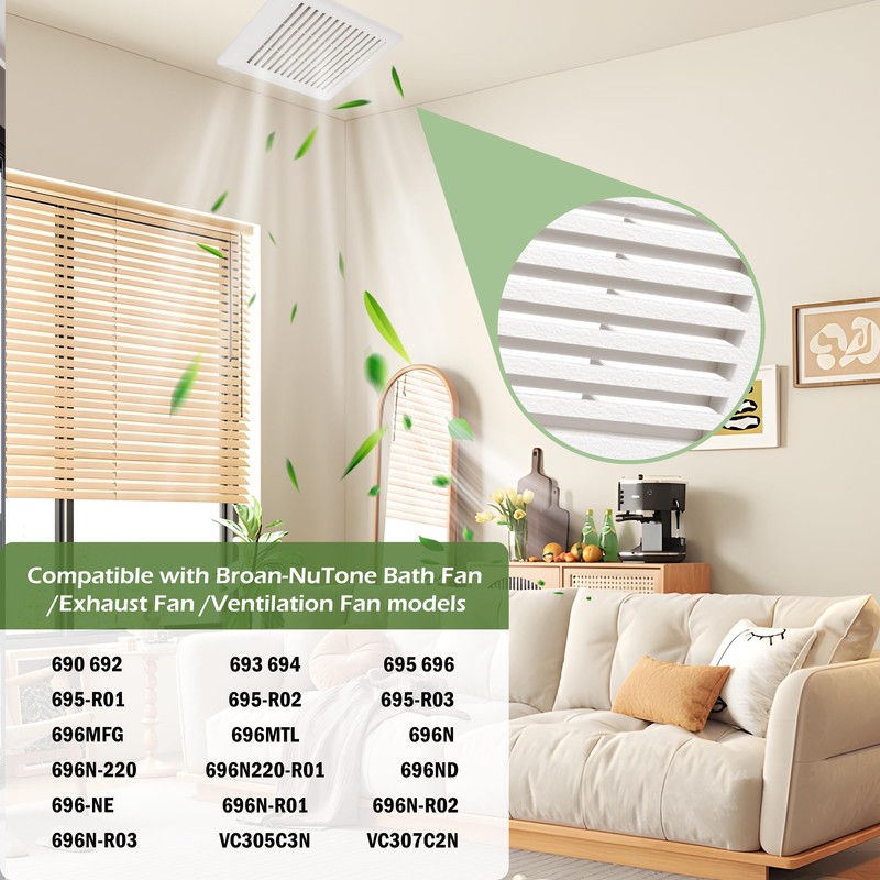 2 Pcs C350GN Bathroom Fan Cover Replacement with Springs Plastic