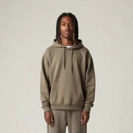 High Street Fashion Drop Shoulder Pure Cotton Hooded Sweatshirt Premium Fabric Men's Custom Designer Oversized HoodieColor: Gray, Size: M