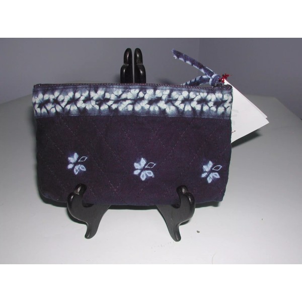 Shenaini Navy blue batik flowers cosmetic make-up case, bag, NWT,